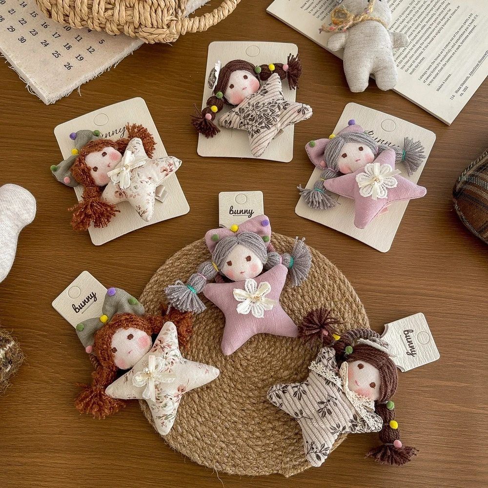 Cartoon Doll Hair Clips for Girls Hairpins Baby Side Clip Hair Holder Cute Hair Accessories Kids Hair Tie Ponytail Holder