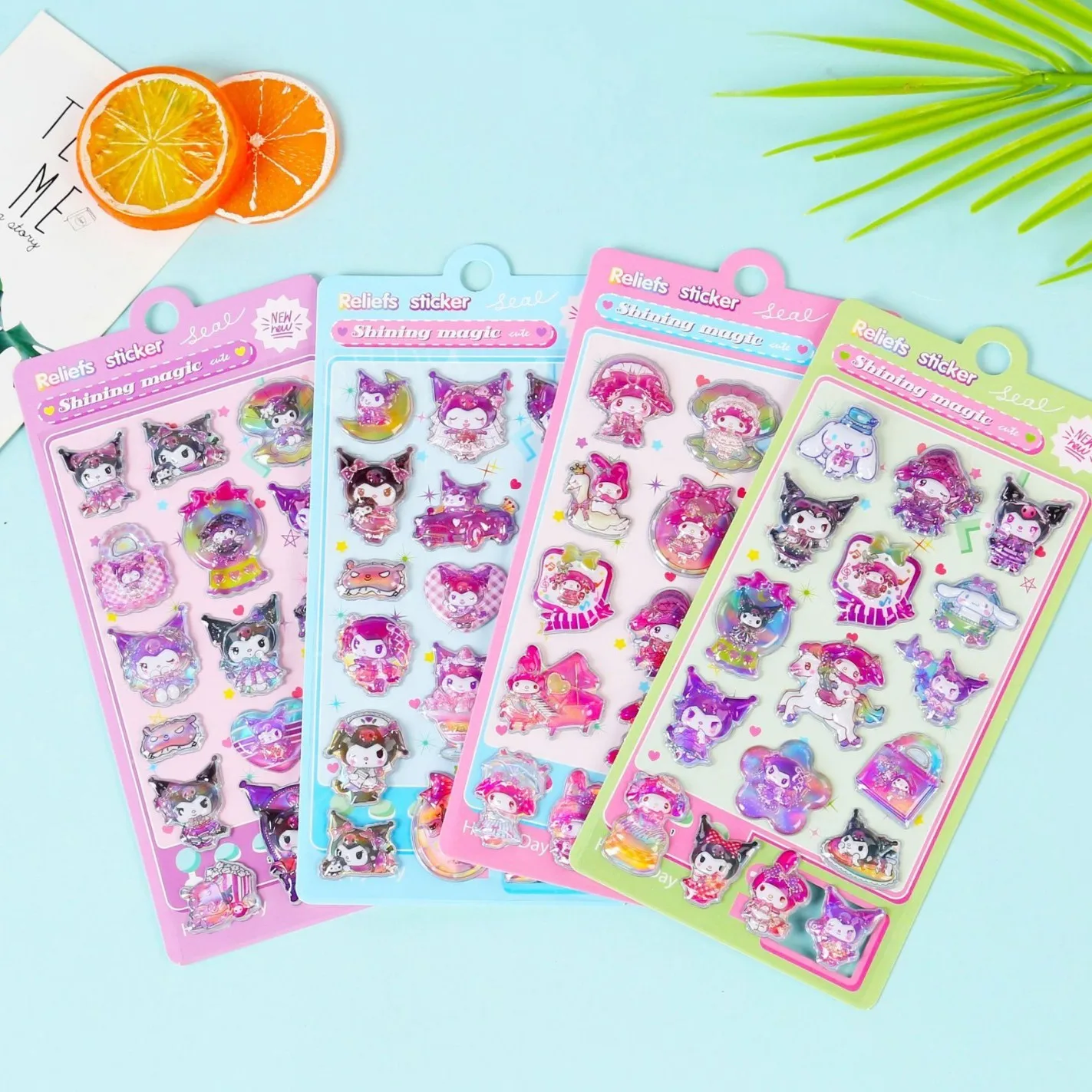 Sanrio Stationery Set Gift  Melody 3D Embossed Double Layer Bubble Holographic Sticker for Scrapbook Phone Sticker