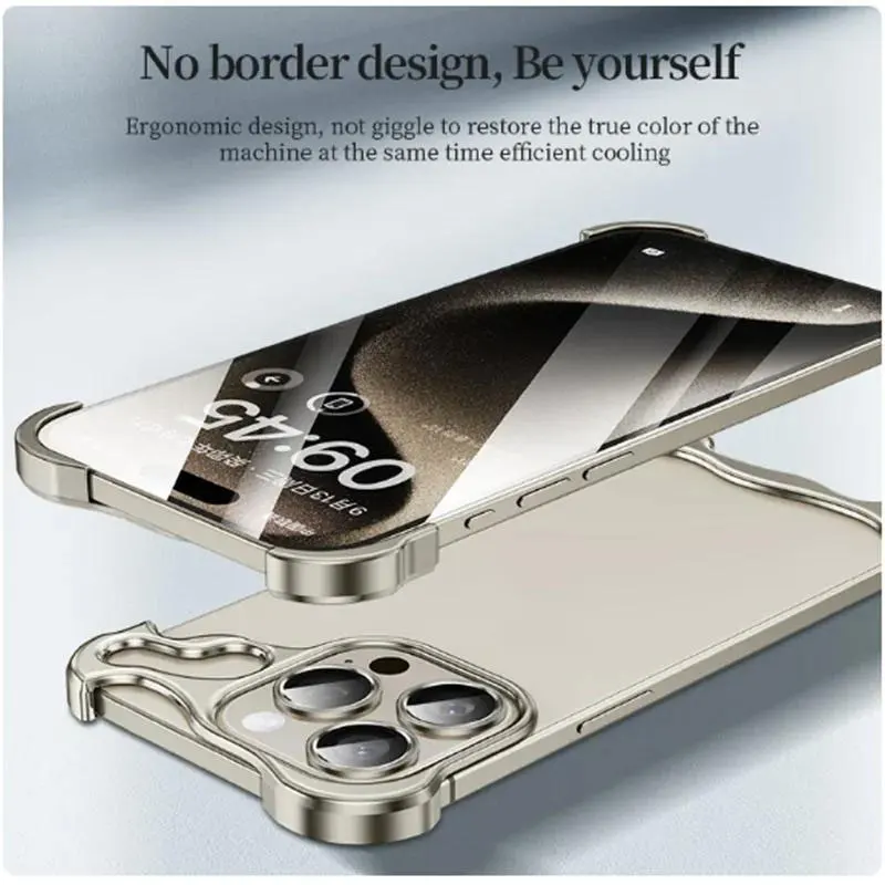 Luxury Alien Titanium Alloy Bumper Phone Case For iPhone 15 13 12 14 Pro Max 15Plus Metal Lens Film Protection Corner Pads Cover