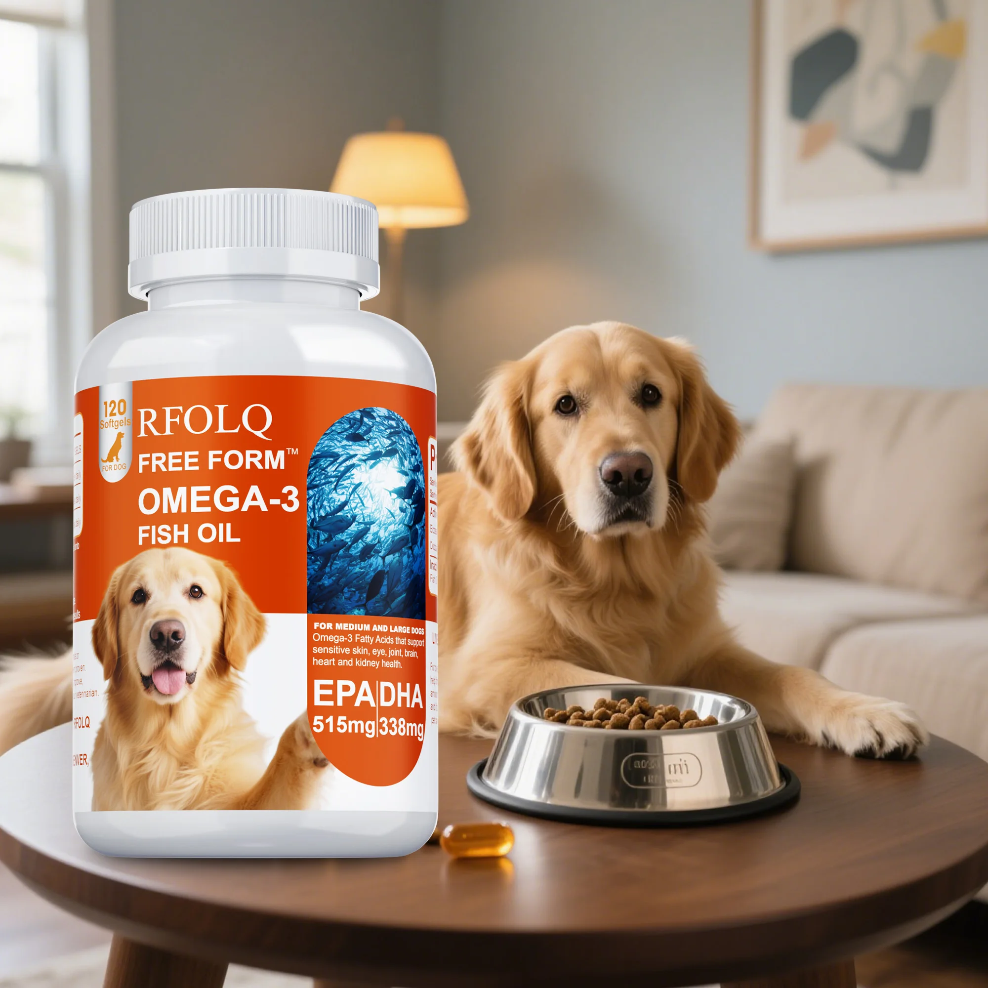 

Free Form Omega-3 Fish Oil - Improve Joint Flexibility, Supports Mobility, Helps Reduce Dry and Itchy Skin, Enhance Immunity