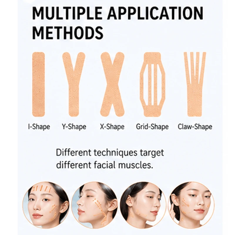 Facial Muscle Lifting Tape Anti-Wrinkle Face Lift Patch Elastic Kinesiology Tape for Jawline Firming Skin Tightening Beauty Care - view 5