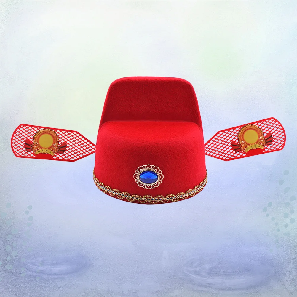 

1pc Scholar Cap Red Traditional Chinese Hat Lightweight Creative National Costume Accessory For Cosplay Festival Daily Wear