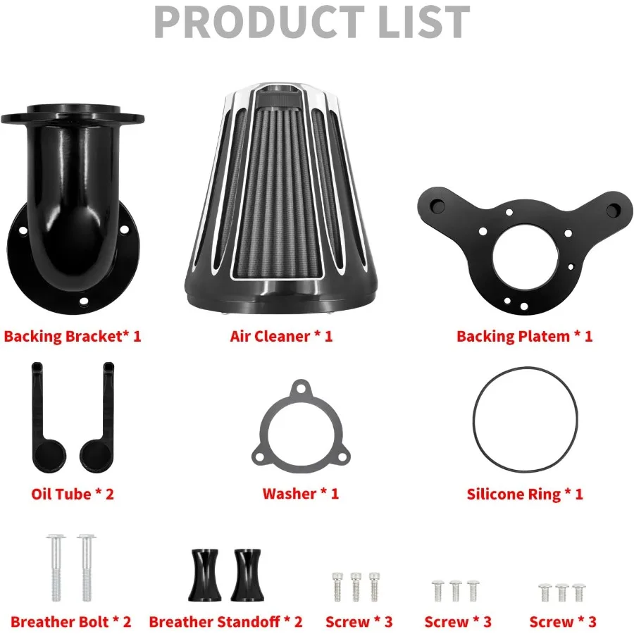 مجموعة أدوات تنظيف مدخل الهواء المصاصة فلتر الهواء لدراجة Harley Davidson Touring Trike 0816 Softail 1617 Dyna 17 مع مبيت أسود و Gre