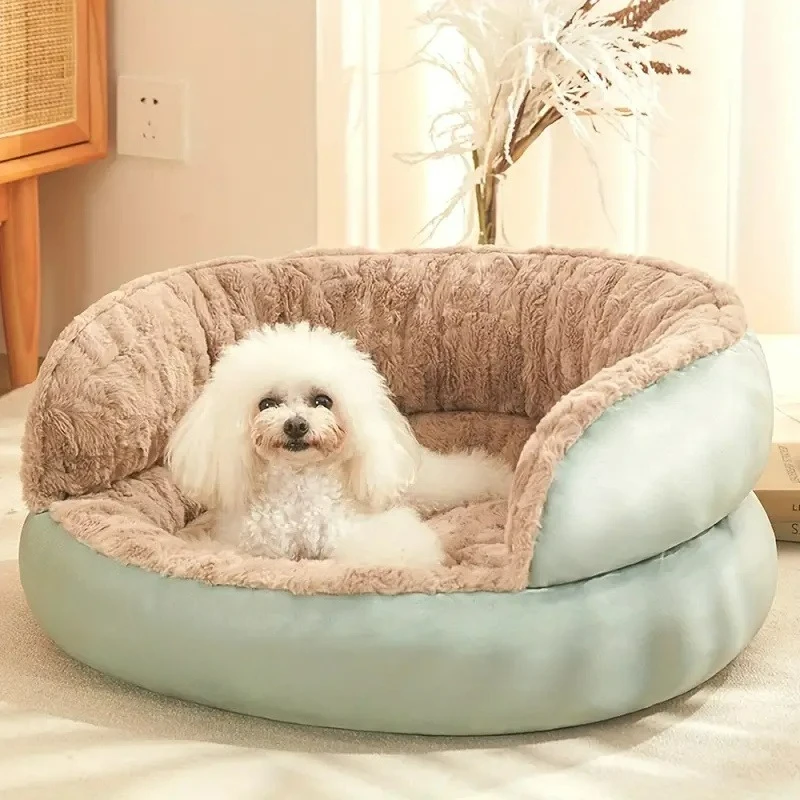 

Winter Dog Bed with Plush Velvet & High-Resilience PP Cotton - Fully Removable & Washable, Moisture-Resistant, Non-Slip Base