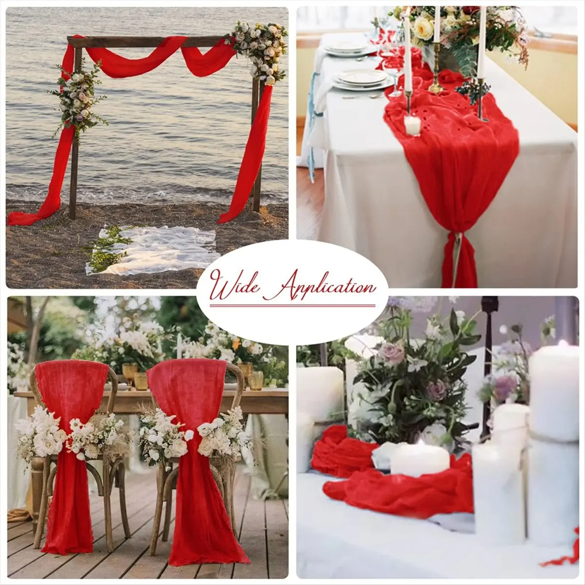 Top 2 Pack Red Cheesecloth Table Runners 9.8 Ft Gauze Rustic Decor for Weddings, Showers, and Holiday Gatherings
