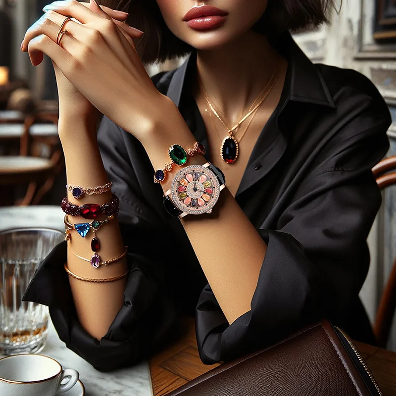 1 قطعة حزام PU أسود وردي للنساء نمط أنيق عالي الجمال للجري ساعة كوارتز كاندي ملونة #5