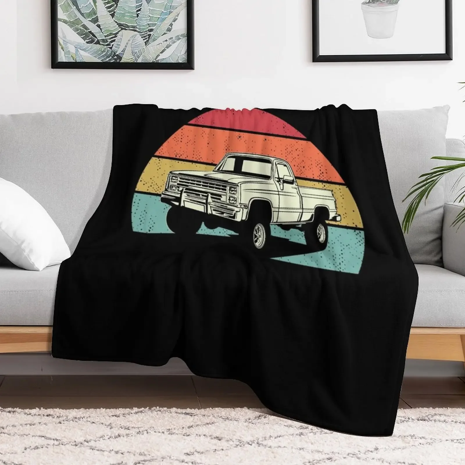 Vintage Squarebody Truck Classic Square Body Pickup Throw Blanket Breathable Lightweight Blanket for Adults Kids