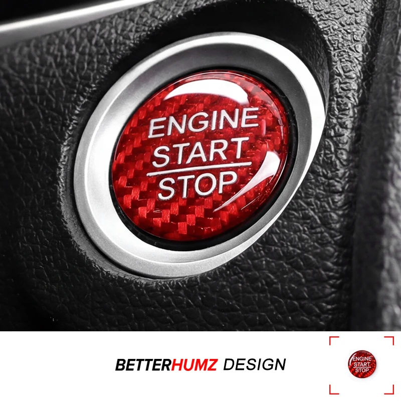 

For Honda Civic 10th Gen 2016-2021 Real Carbon Fiber Engine Start Stop Button Cover Trim Sticker Car Interior Tuning Accessories