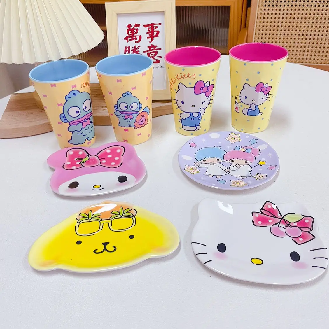 

Cute Hello Kitty Pompompurin My Melody Fruit Dish Girl Heart Kawaii Sanrio Anime Miamine Plate Cartoon Hangyodon Cup Kid Gift