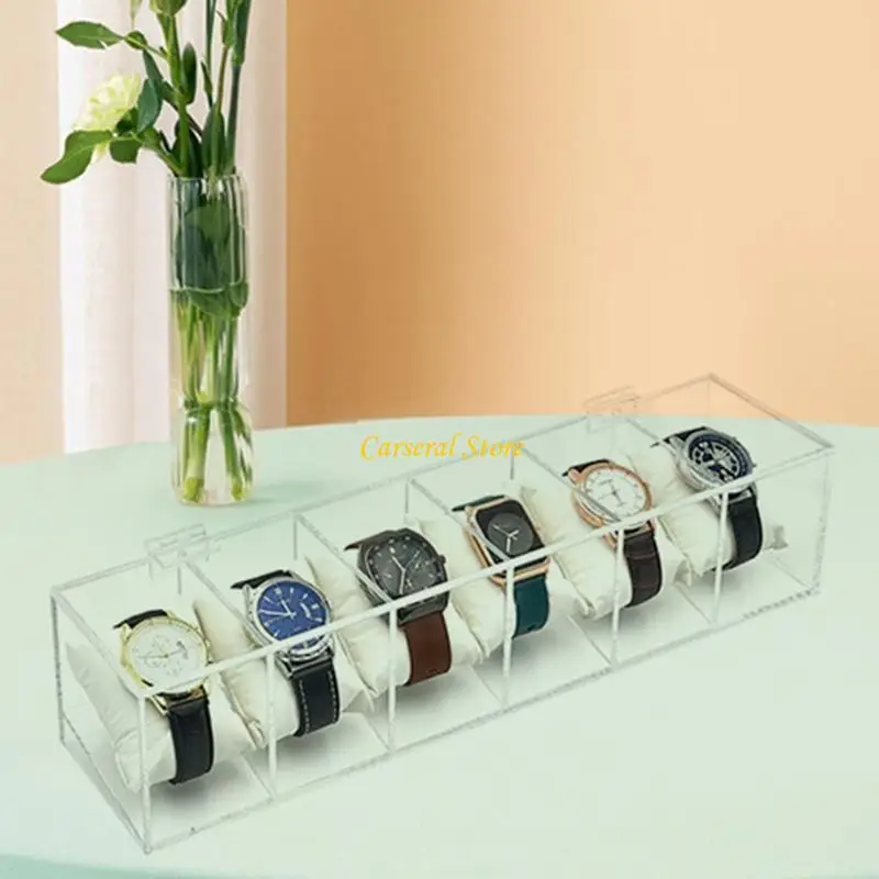 M4YF Hiển thị đồng hồ tinh vi Hiển thị Clear Clear Acrylic Tổ chức với nhiều ngăn trong suốt Đồng hồ trong suốt Hộp lưu trữ