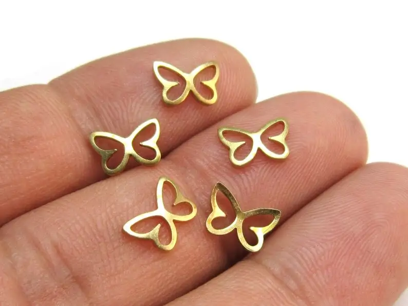 30pcs Brass Charms, Cute Butterfly Charms, Animal Charms, 9x6mm, Brass Findings, Jewelry Making Supplies - R1737