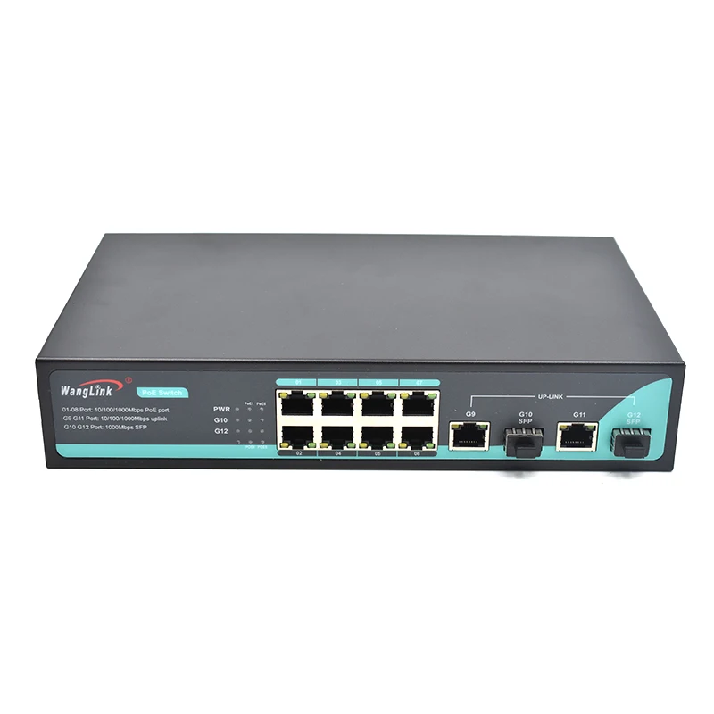 

Wanglink PoE Switch Gigabit 8 port+2 Uplink+2 SFP POE Switch Manufacturers Smart AI PoE Switch for IP Camera