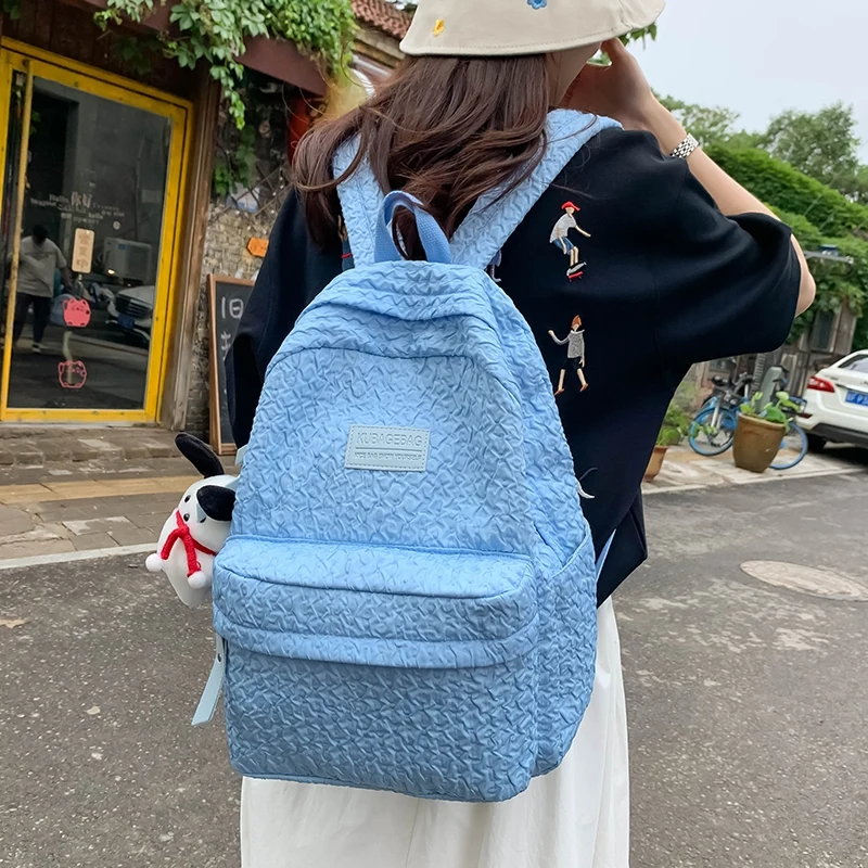 

Fashion Trend New Solid Color Large Capacity Student Schoolbag Simple Leisure Outdoor Ladies Hundred With Canvas Travel Backpack