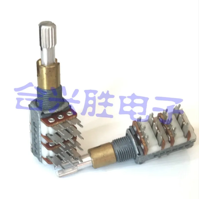 1PCS Dual Shaft Double Adjustment 4 Link Precision Potentiometer A50K With Midpoint Power Amplifier Audio Potentiometer