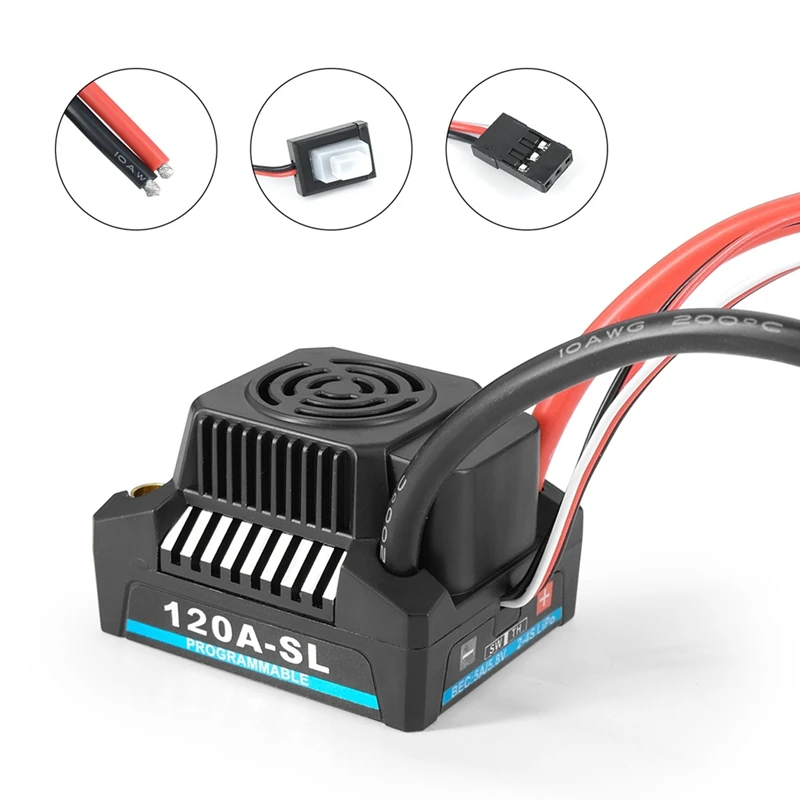 Brushless ESC Replacement 2-4S With 5.8V-6.1V/3A BEC For 1/8 1/10 1/12 RC Model Car Truck Buggy Boat ,120A