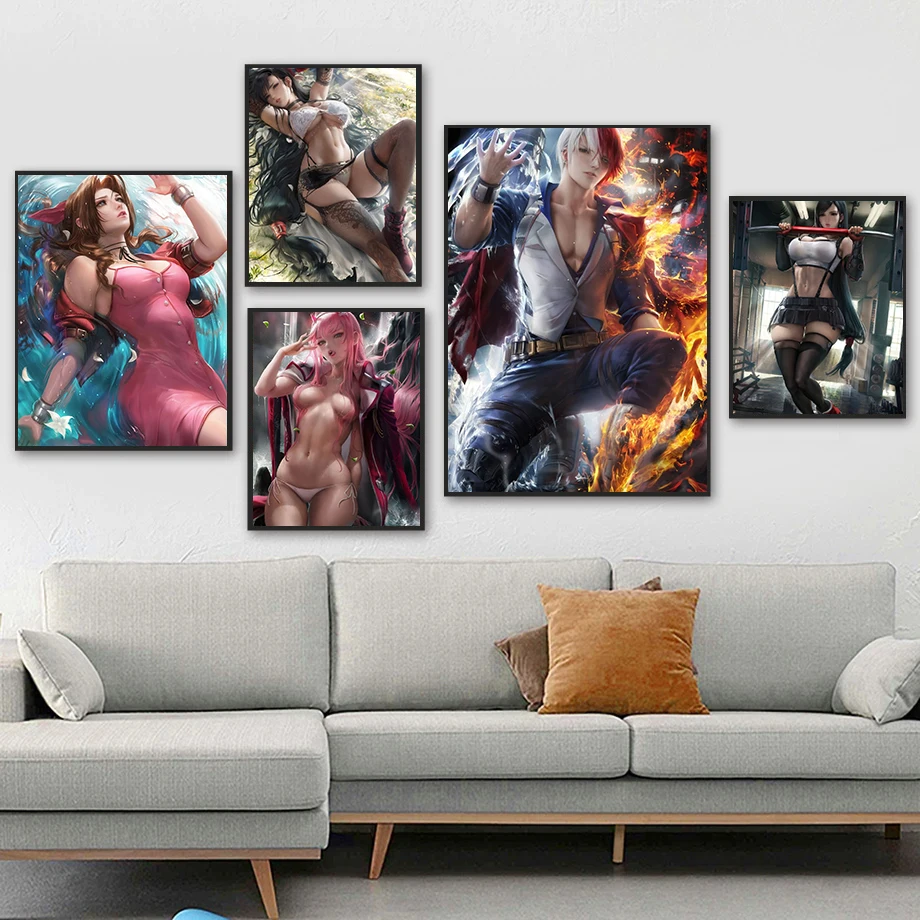 Classic Anime Character Images Poster Tifa Aerith Akeno Sagittar Todoroki Canvas Painting Prints Wall Art Picture Home Decor