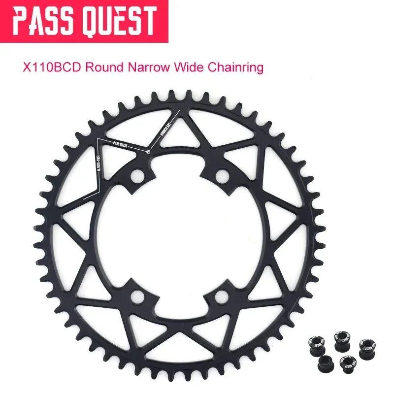 PASS QUEST X110 / 4 BCD 110BCD Round Road Bike Narrow Wide Chainring 36T-58T for 105 R2000 R3000 4700 5800 6800 DA9000 Crankset