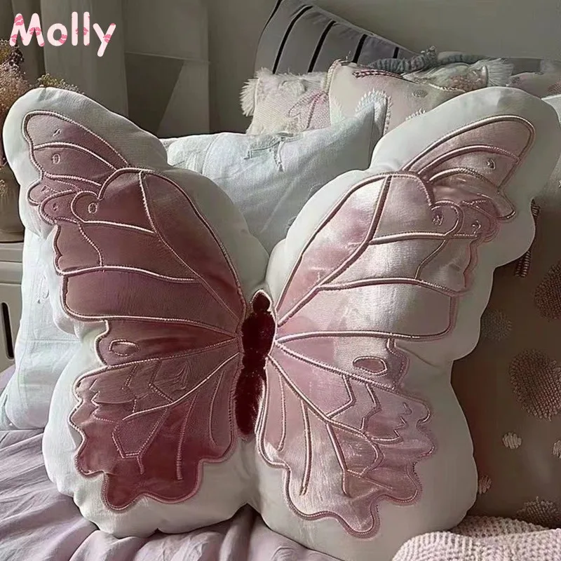 

Chic Butterfly-Shaped Throw Pillow Pink Velvet Soft Stuffed Cushion for Sofa Couch Bed Chair Decor Cute Girls Hug Pillows Gift