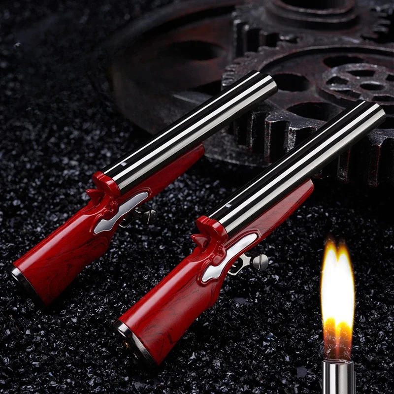 

Metal Mini Gun Dual Fire Butane Gas Lighter Press Ignition Open Flame Smoking Accessories Gifts for Men Dropshipping Suppliers