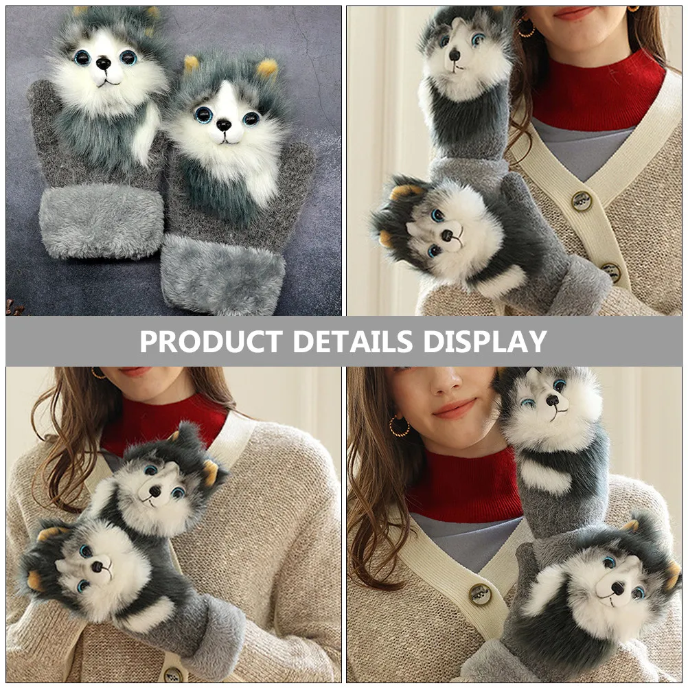 

1 Pair Gloves Thickened Winter Mitten For -Resistant Outdoor Portable Cute Compact Warm Gloves Animal Handwear