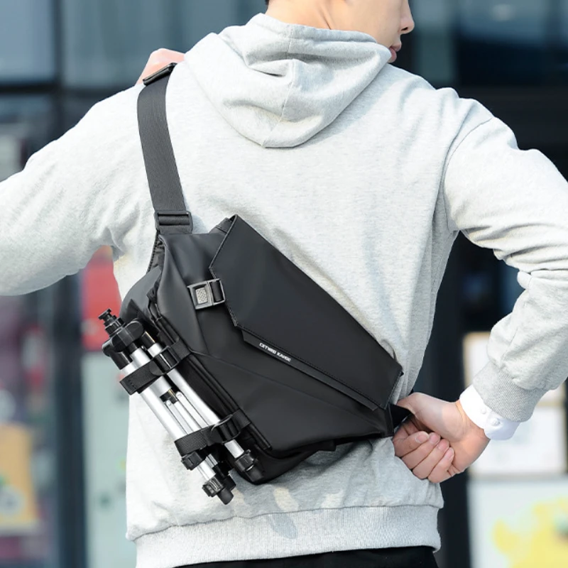 Chikage Large Capacity Commuter Messenger Bag Fashion Trend Shoulder Bag Personality Unisex Waterproof Portable Chest Bag