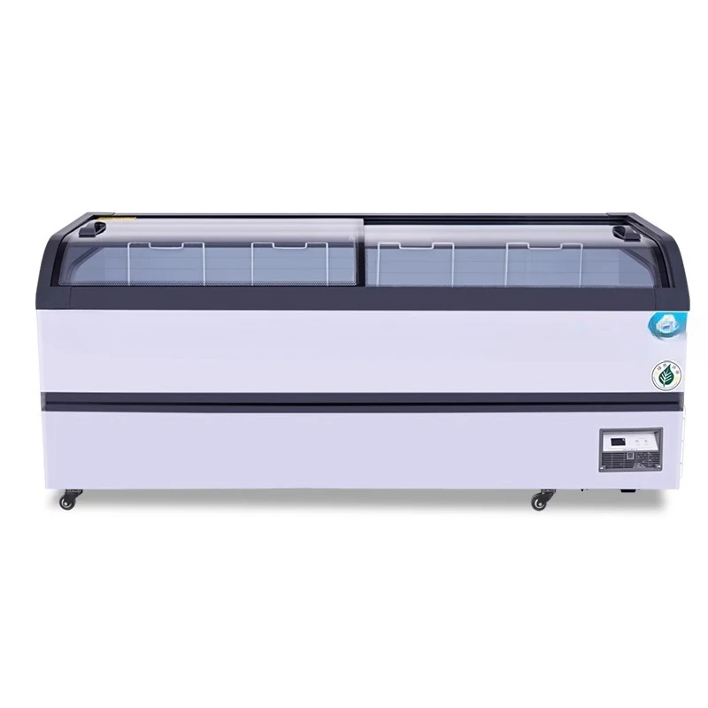 Freezer Commercial Display Large Capacity Ice Cream Cabinet Curved Glass Door Combination Island Horizontal