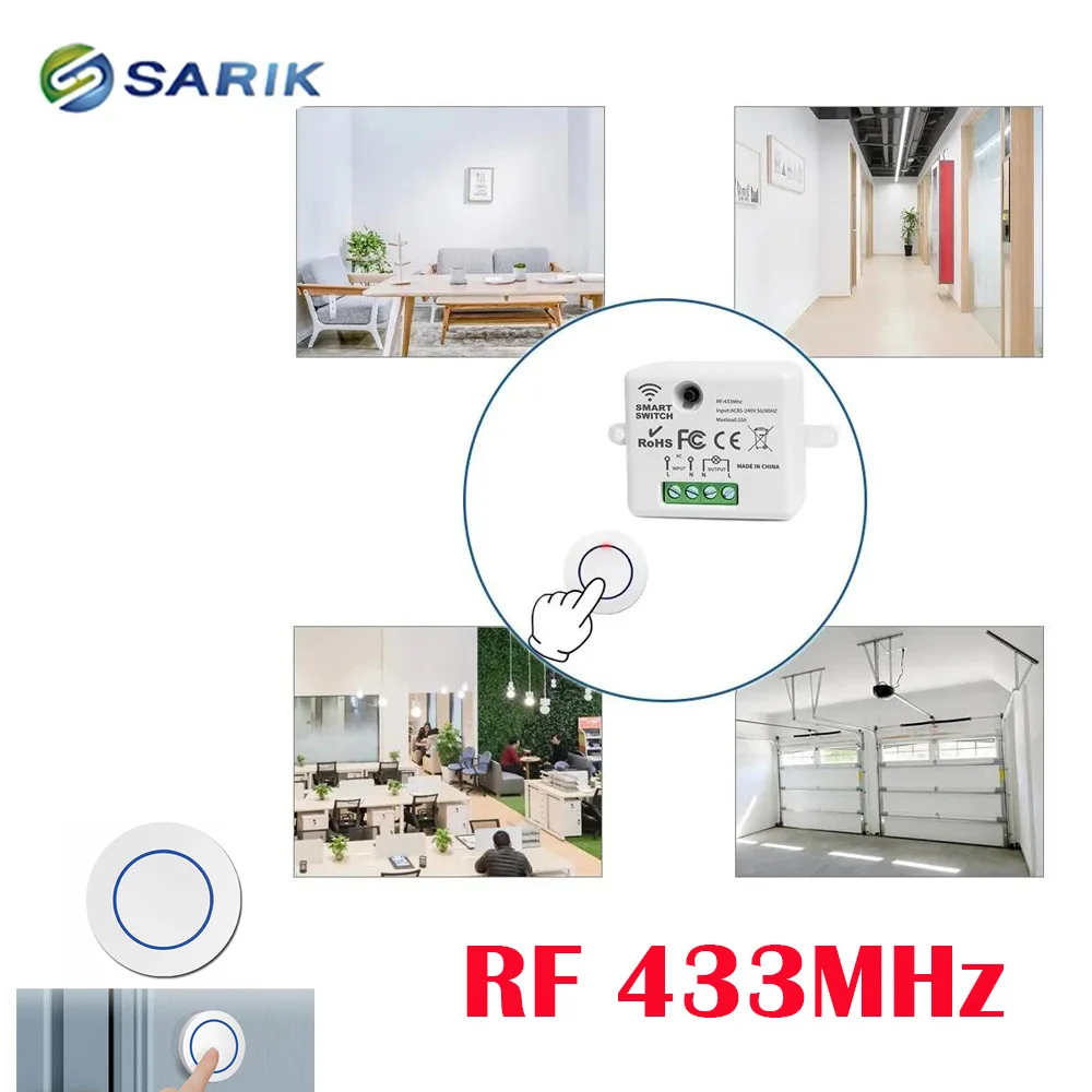

Wireless Remote Control Light Switch 10A Relay Receiver Mini Round Button Panel Switch For Home LED Lighting