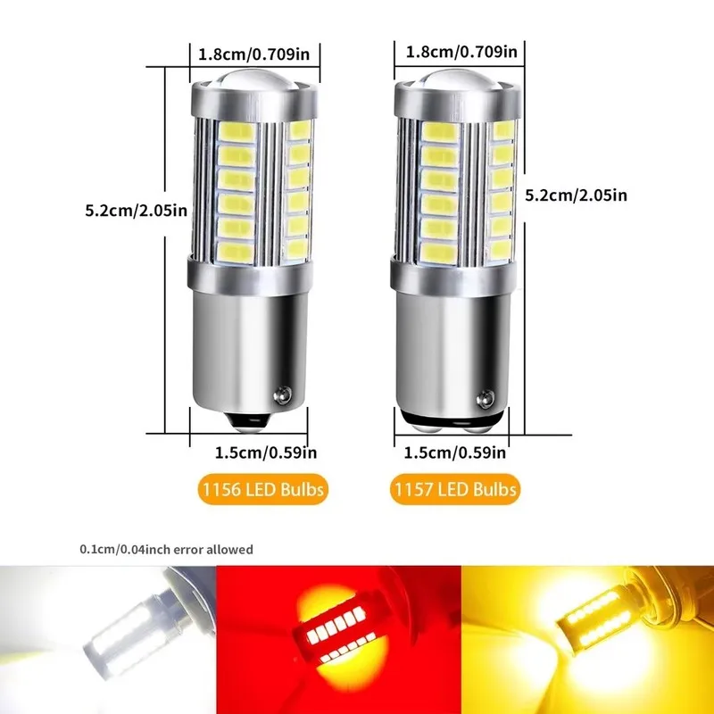 1pcs 1156 1157 LED Brake Turn Signal Light Bulbs 33SMD Auto Reverse Backup Tail Corner Lamp For Camper Car Truck