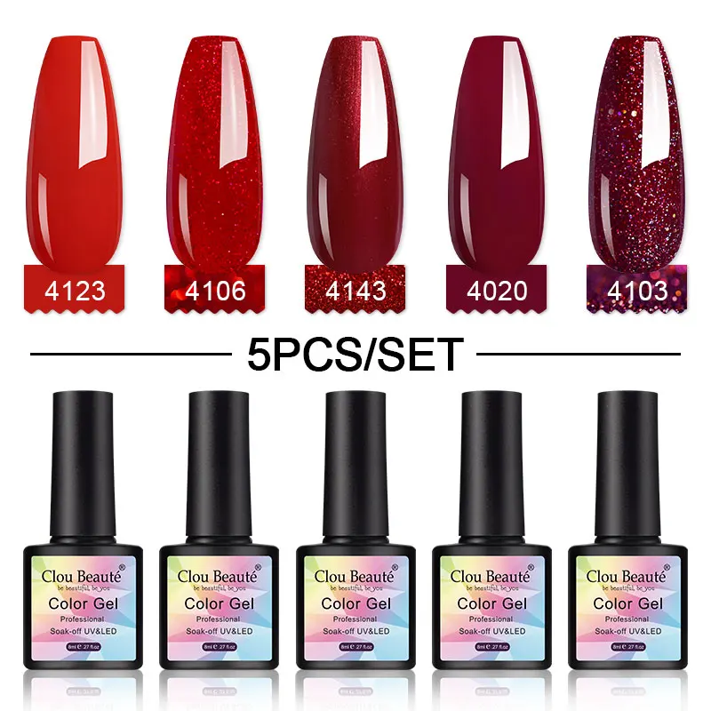 5/10 stücke LED Nagel Gel Lack glänzend Nagellack Pailletten Gel Nagel Herbst Winter Farbe Lacke Basis Dec klack