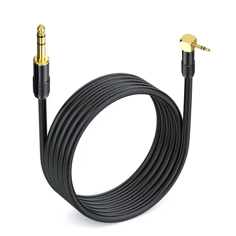 0.5m Alloy Gold-Plated TRS 6.35mm Male Female to 3.5mm 90 ° Bend Male Stereo Mixer Headphone Microphone Amplifier Audio Cable