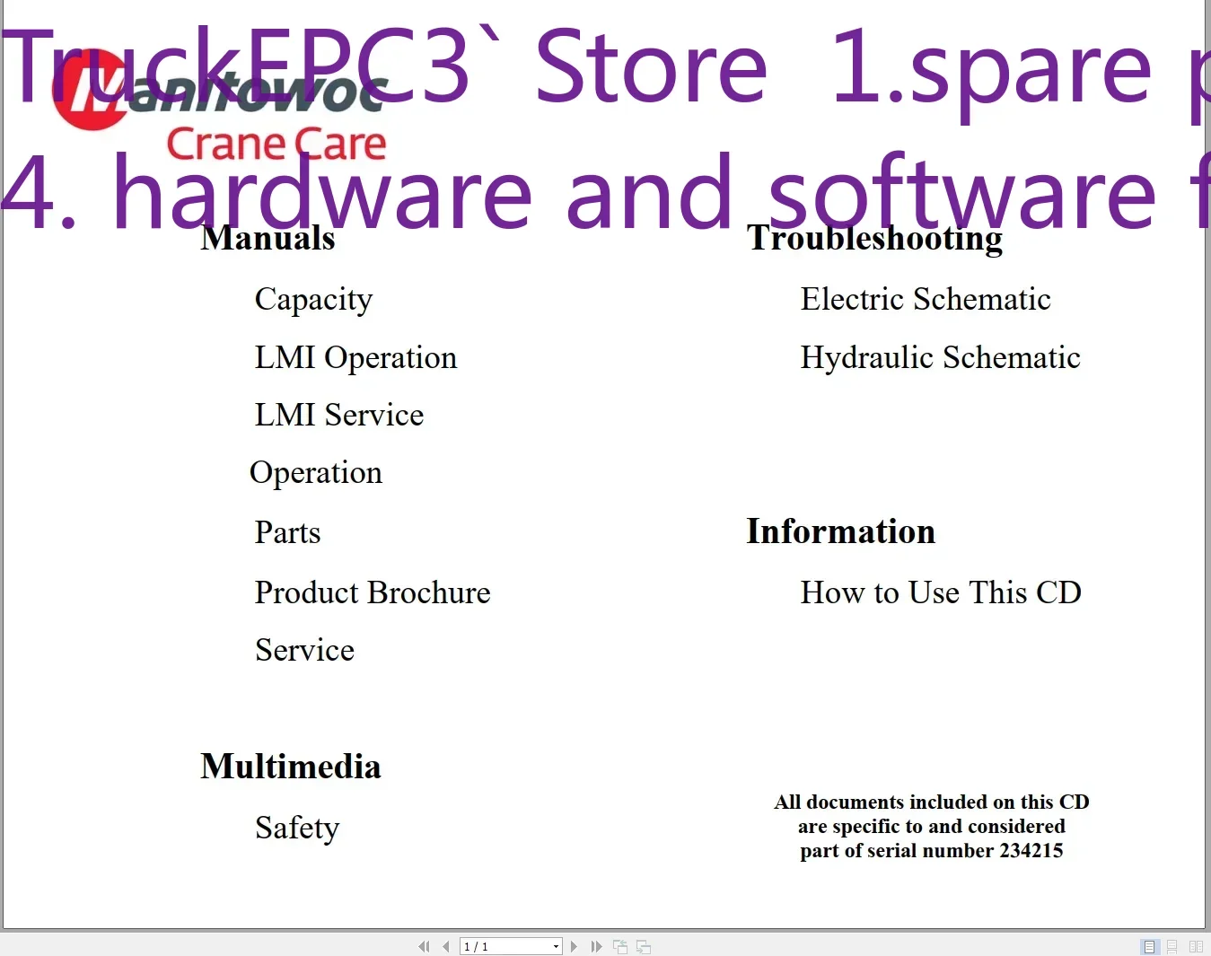 TruckEPC3 Grove GMK Cranes 37.3 جيجابايت كتالوج أجزاء PDF والتخطيط ودليل تشغيل الخدمة وصيانة DVD