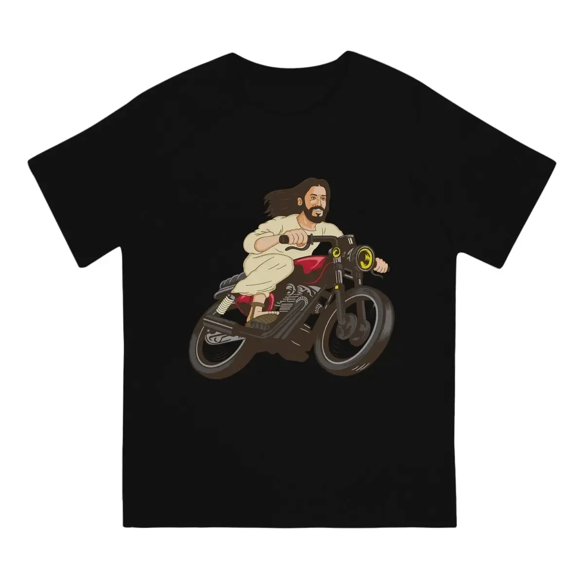 Christ On A Motor Bike Jasos Christ Men T Shirt Fibre Fashion O-Neck Polyester TShirt Harajuku