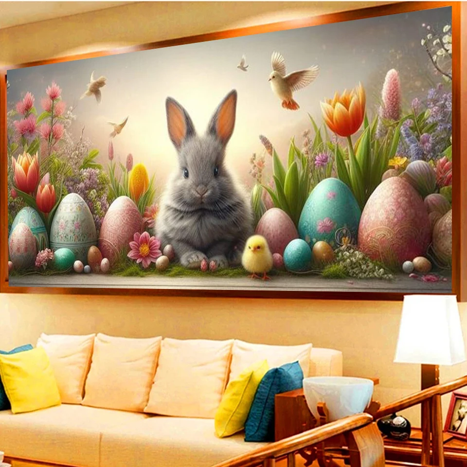 

Easter Diamond Painting Art Kit DIY Bunny Eggs Diamond Mosaic 5D Full Square Round Rhinestones Gem Cross Stitch Home Decor