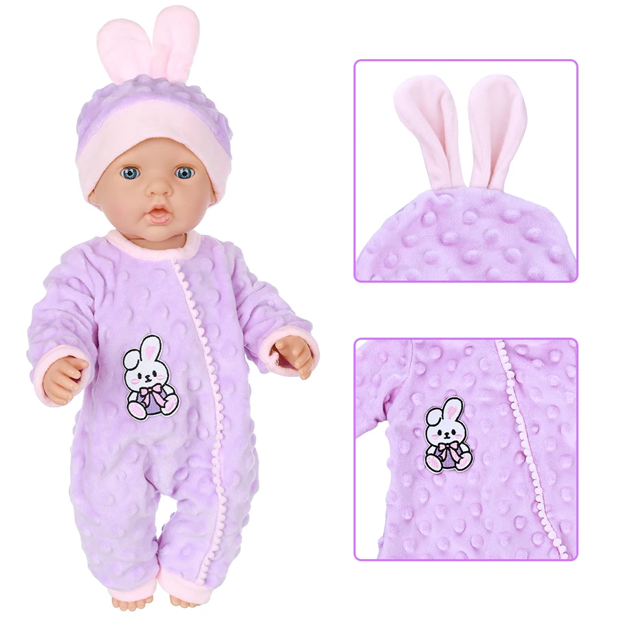 18Inch/45CM Baby Dolls Lovely Plush Rabbit Pajamas Hat Set Born Baby Doll Outfit Reborn Baby Doll Clothes Toy Wear Girl Gift