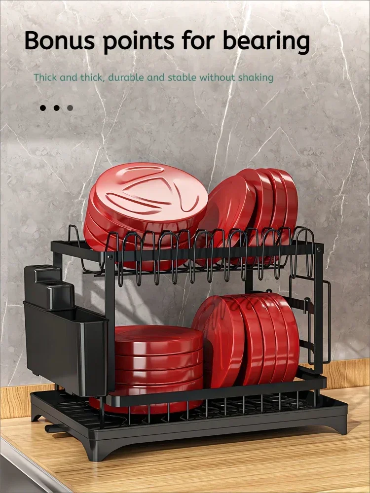 New Home Kitchen Dish Drain Rack Countertop Storage Rack with Cup Knife Holder Multifunctional Dishes Chopsticks Organizer