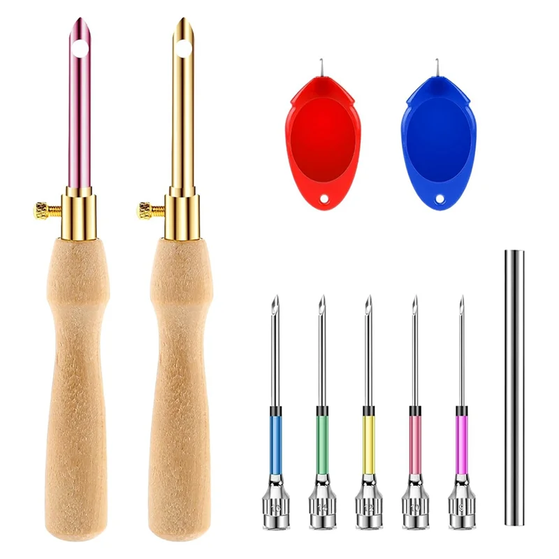 

BAAJ-10 Pcs Punch Needle Kit Adjustable Punch Needle Tool 7 Size Punch Needle With Wooden Handles For Adults Beginner Easy To Us