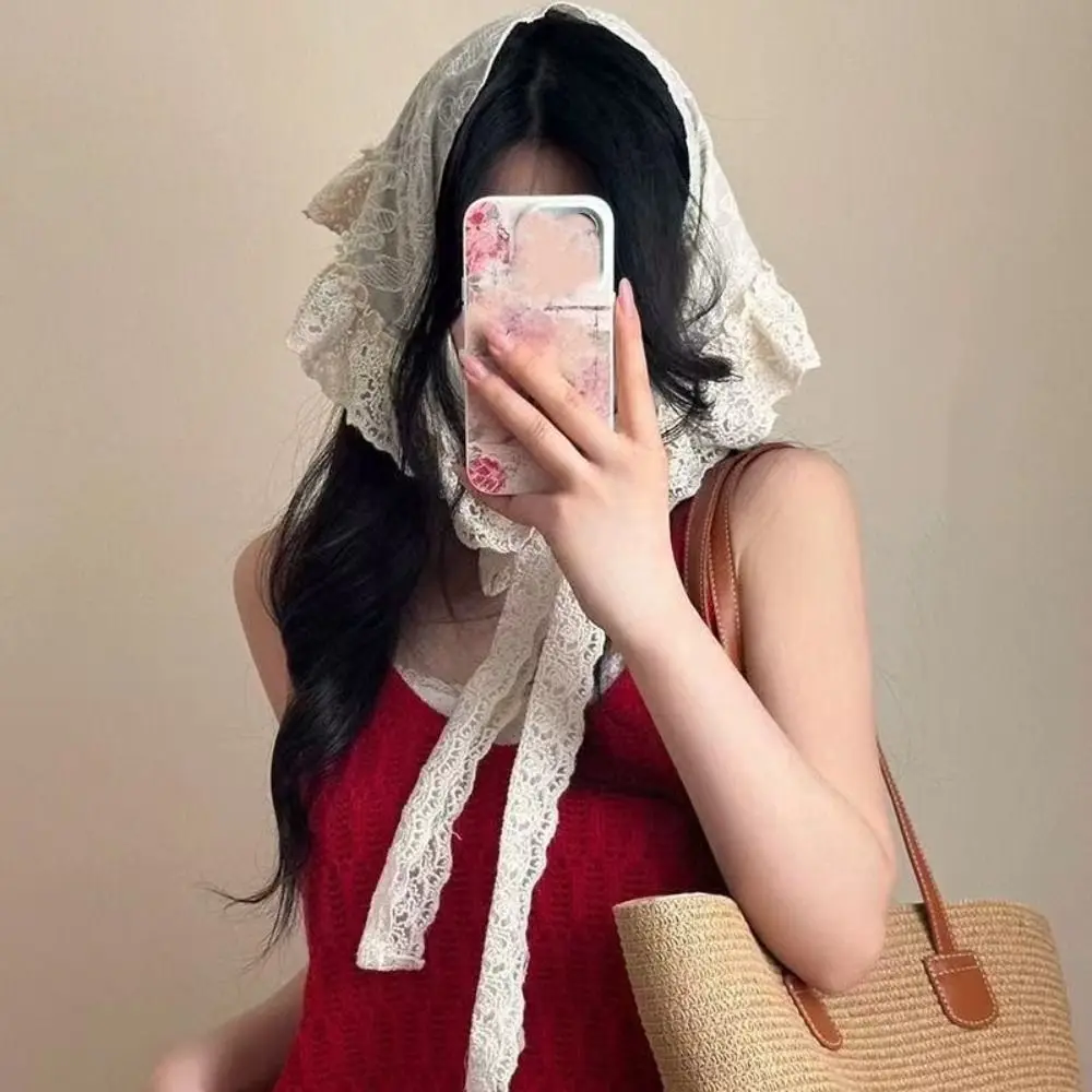 

Floral Printed Lace Triangle Scarf Embroidered Ethnic Style Skirt Curtain Countryside Style Breathable Triangle Waistband