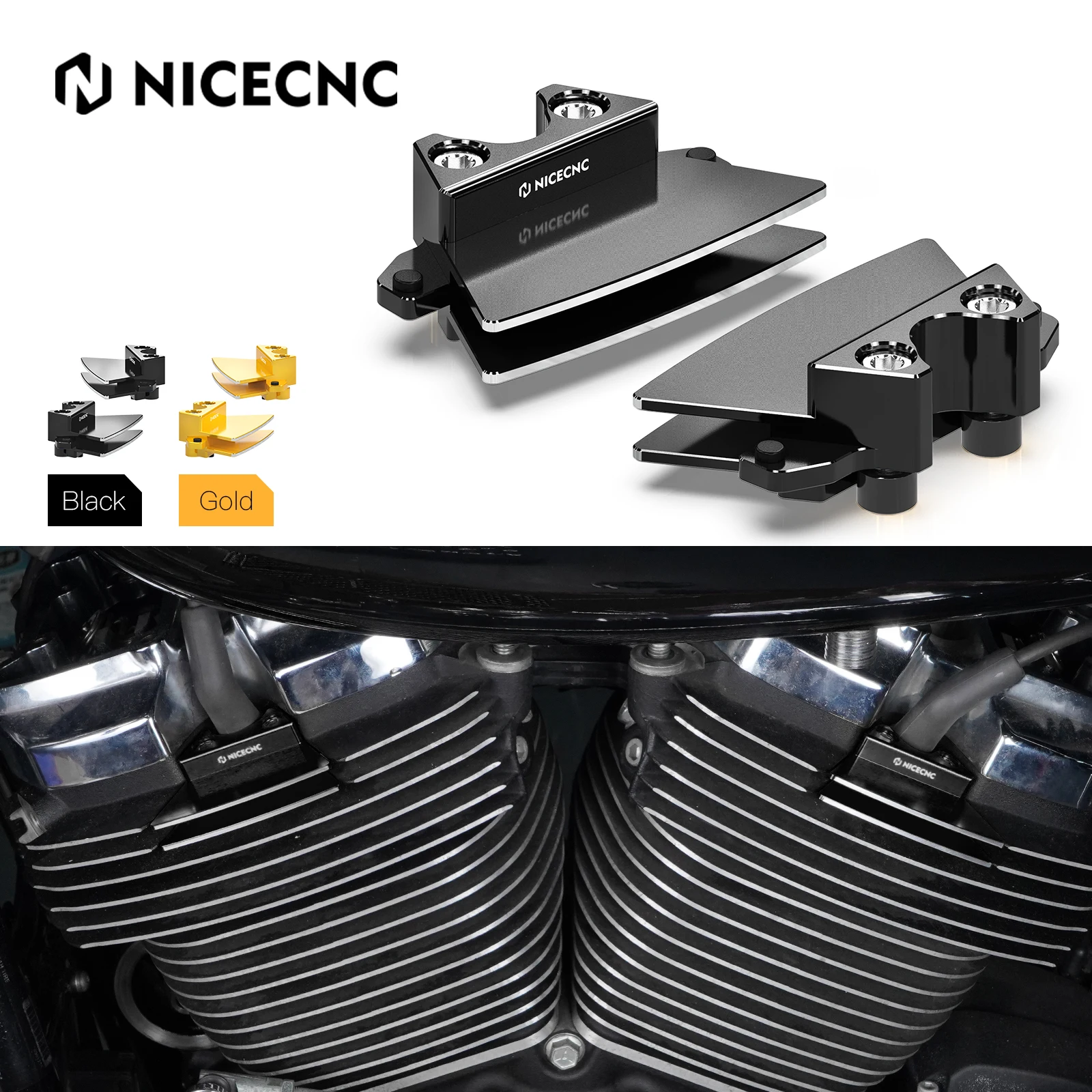 

NICECNC Finned Spark Plug Head Bolt Decorative Cover For Harley M8 Engine Low Rider FXLR S FXLRS ST FXLRST Fat Boy 2018-2023