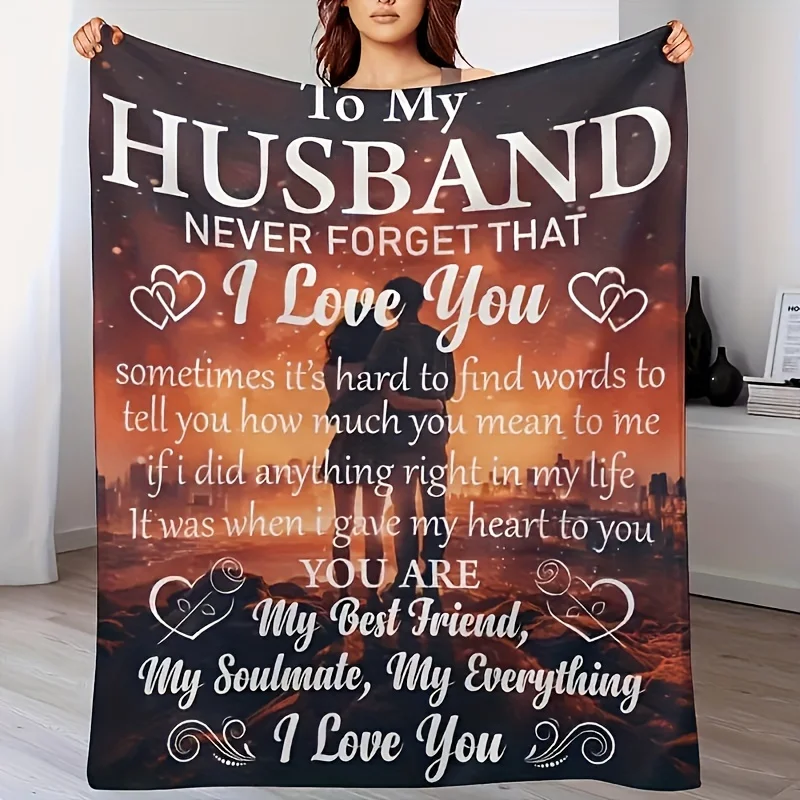 Romantic Husband Love You Blanket Gift for Him Soulmate Best Friend Cozy Couple Throw