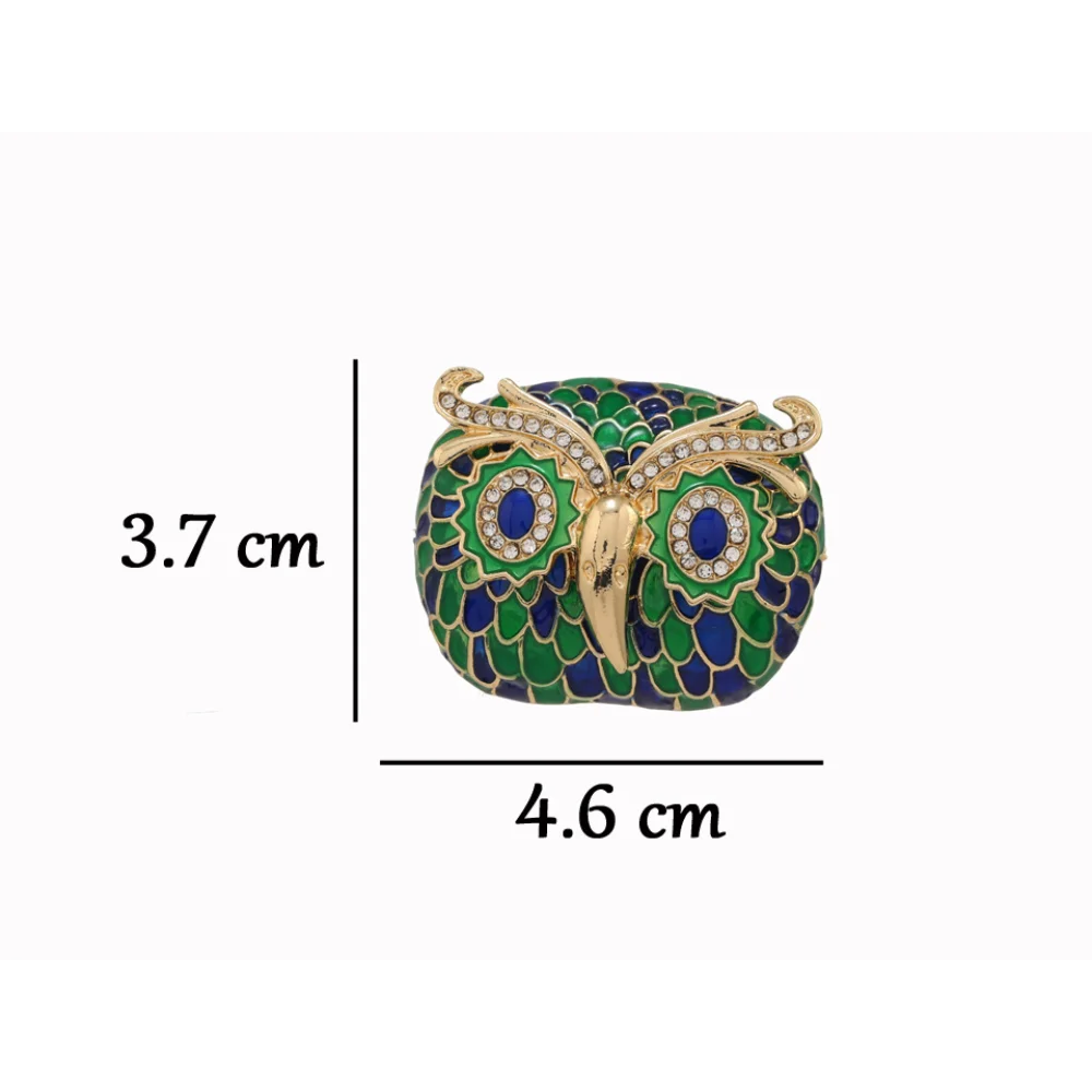 Vintage Enamel Owl Brooch Full Drip Oil Pin Workplace Commuting Suit Coat Temperament Pins Decoration Accessories