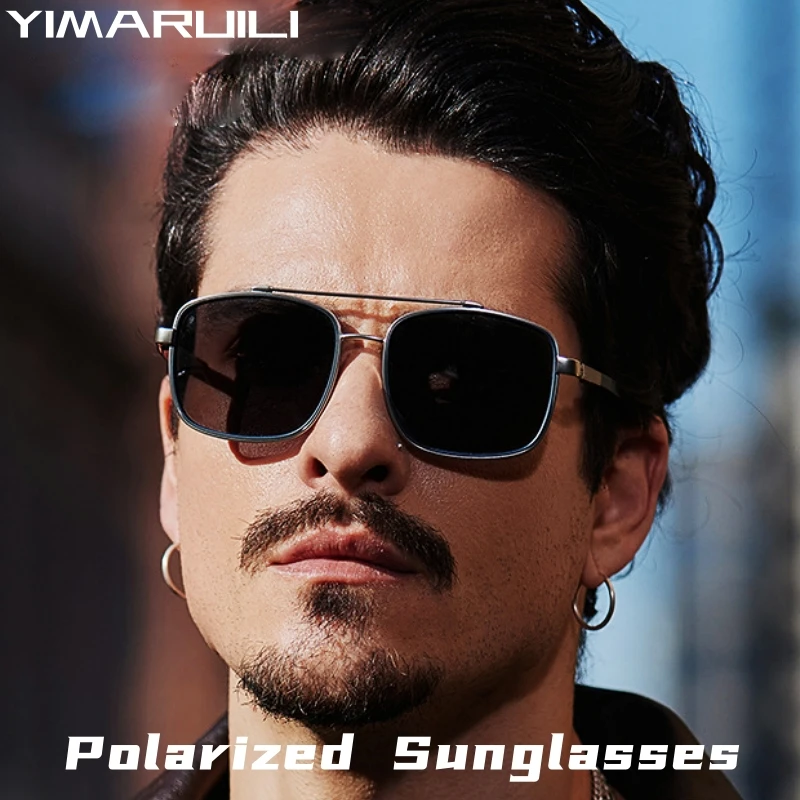 

YIMARUIILI Fashion Double Beam UV400 Driving Eyewear Square TR90 Alloy Optical Prescription Polarized Sunglasses Men and Women