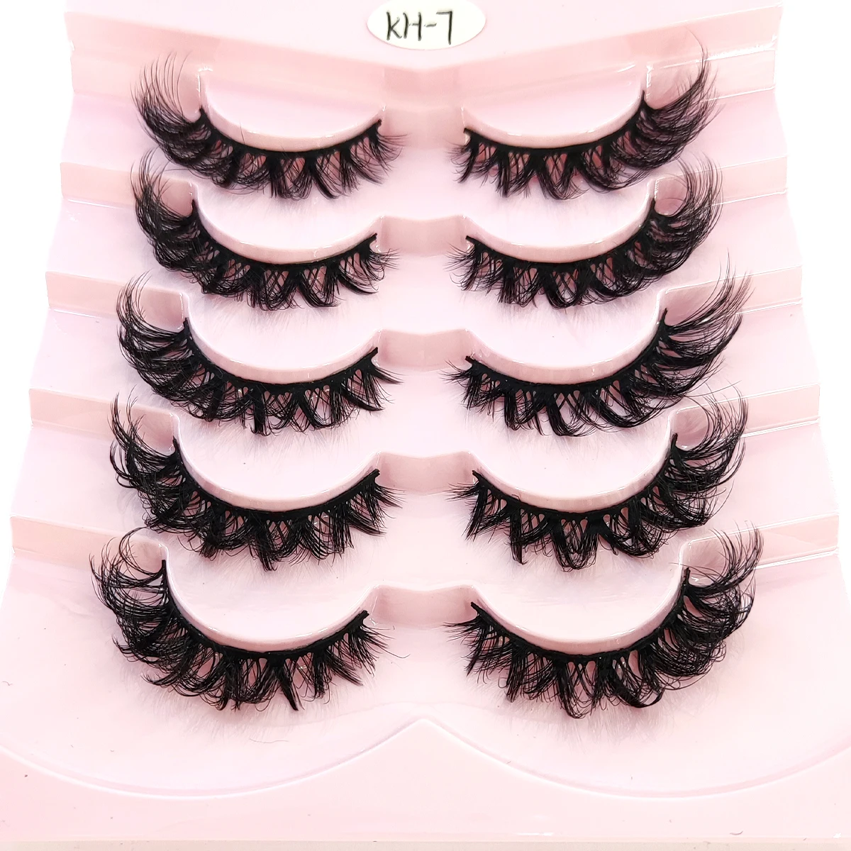 新しい 5/7 ペアのナチュラルロング 3D 人工ミンクつけまつげつけまつげメイクアップミンクまつげエクステまつげショート