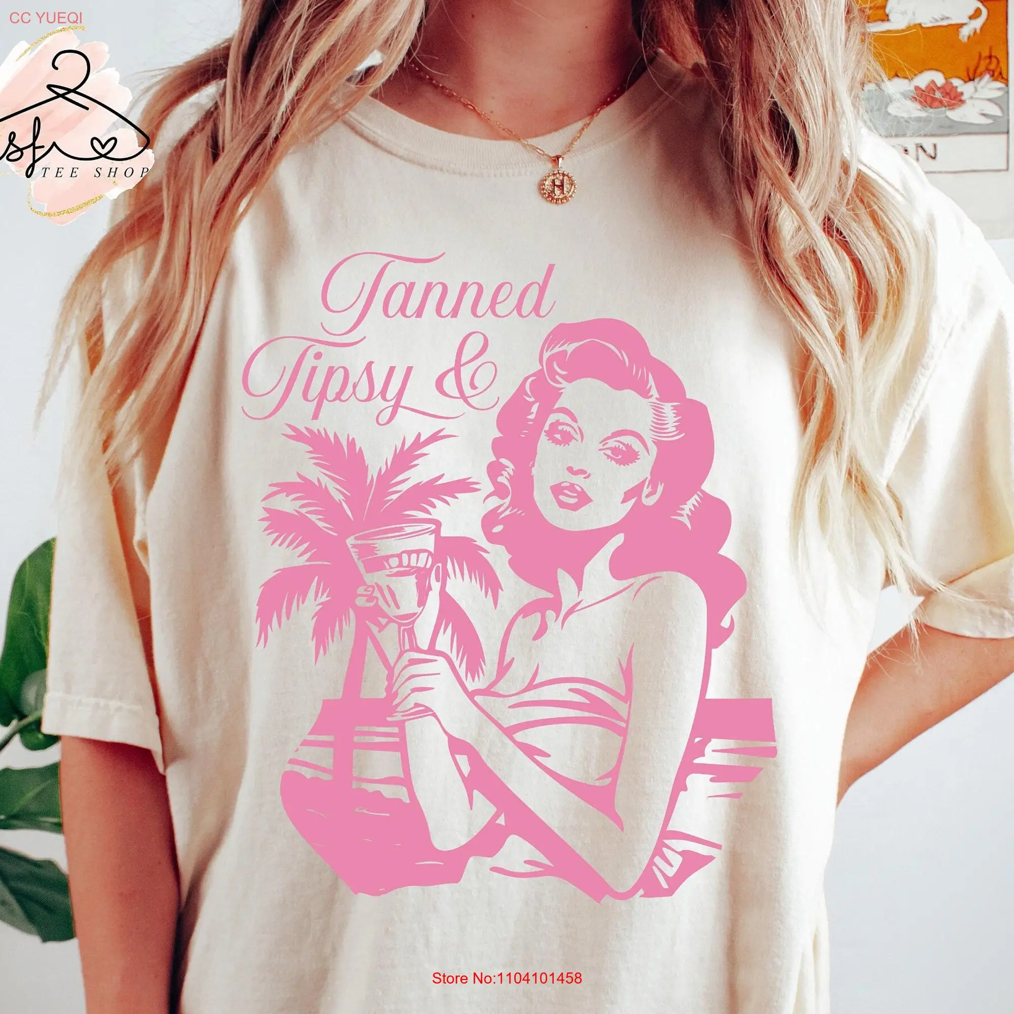 Comfort Colors Tanned and Tipsy T shirt Summertime Pink Summer Sunny Day Vacation For Her long or short sleeves