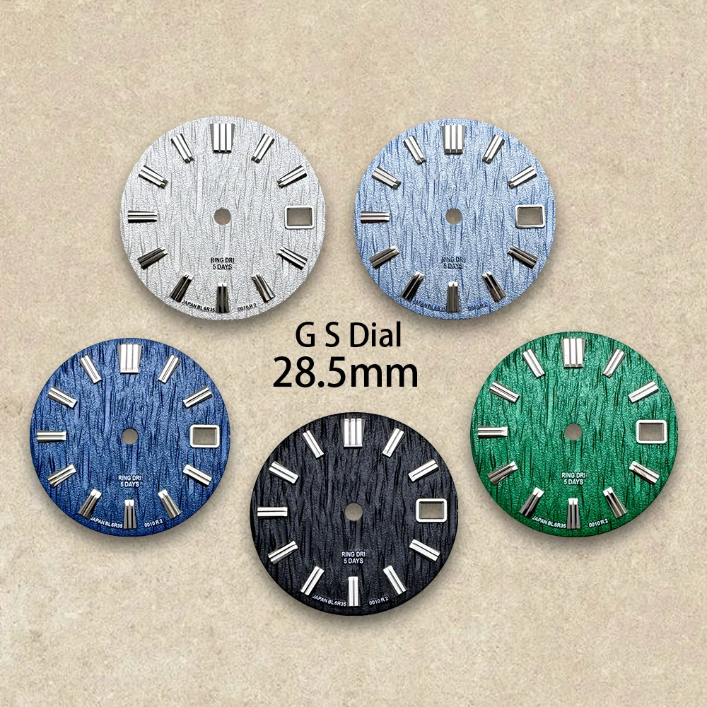 

28.5mm GS Logo Dial Suitable Fit NH35/NH36/4R/7S Automatic Movement Bark Pattern High Quality Watch Modification Accessories