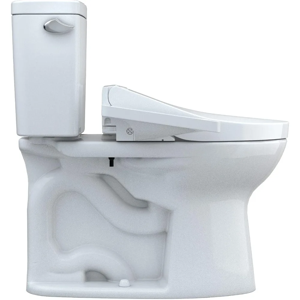 Two-Piece Elongated 1.6 Universal Height TORNADO FLUSH Toilet with Bidet Seat, Cotton White Warm cover air to deodorize