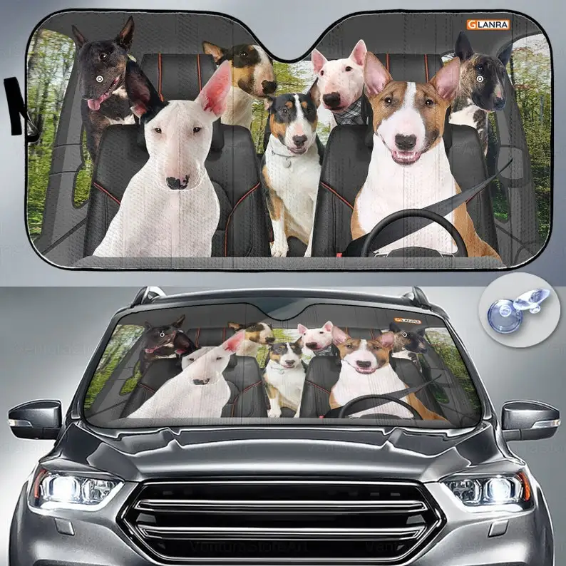 

Bull Terrier Car Sunshade, Bull Terrier Lover, Terrier Car Decor, Gift For Dad, Auto Sunshade, Windshield Sunshade PHT072205G05