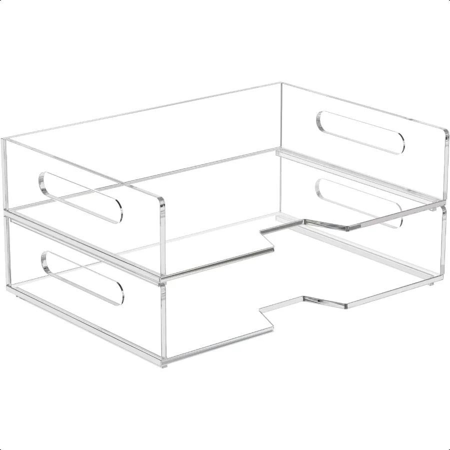 

HIIMIEI Acrylic Paper Tray 2 Pack Clear Letter Tray Desk Stackable Organizer for School Home Office Horizontal