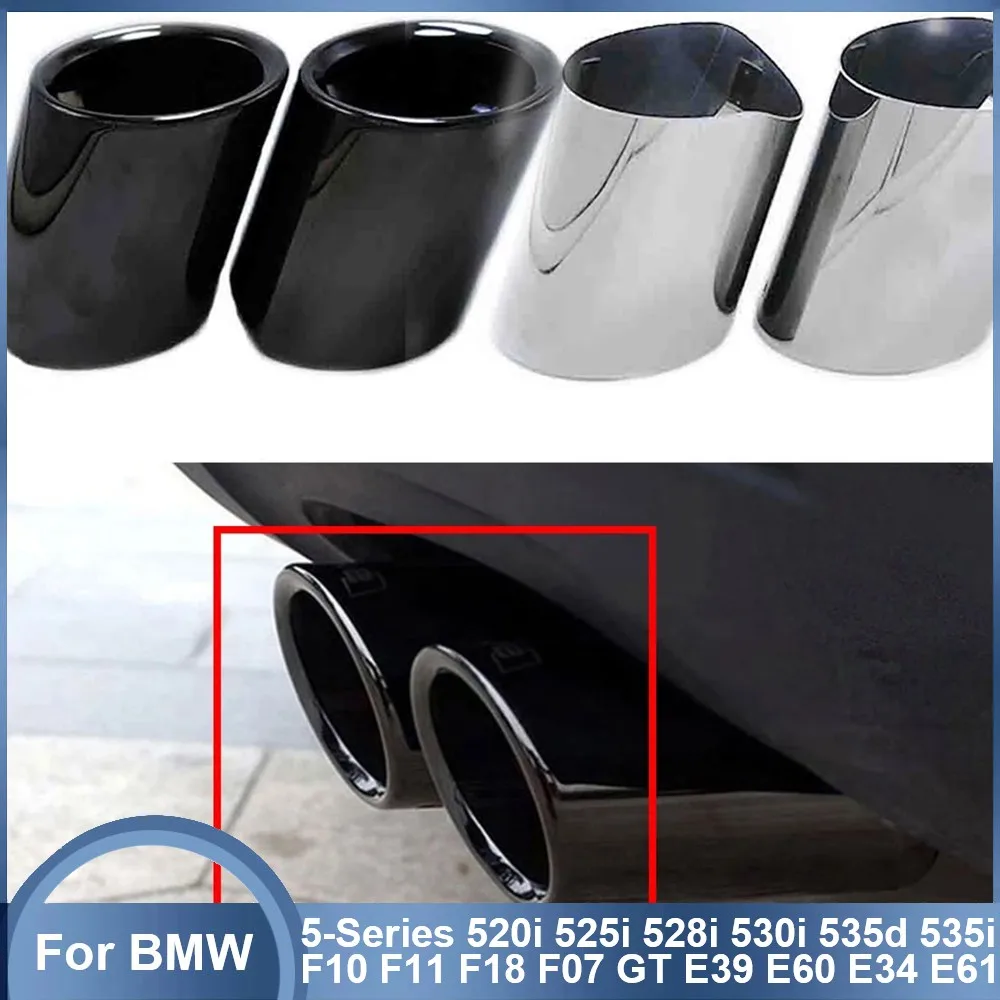 2pcs Car Exhaust Muffler Tip Stainless Steel For BMW 5 Series 520i 525i 528i 530i 535d 535i F10 F11 F18 F07 GT E39 E60 E34 E61