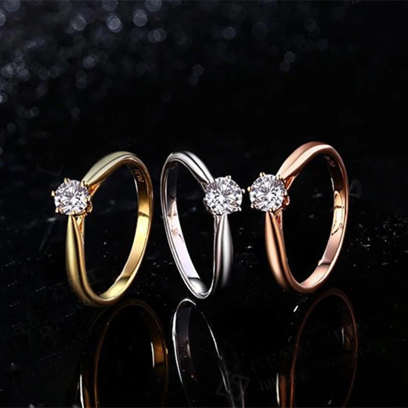 

Classic lady wedding ring - timeless and simple six-prong zirconia fashion single-stone engagement and wedding gift ring - jewel