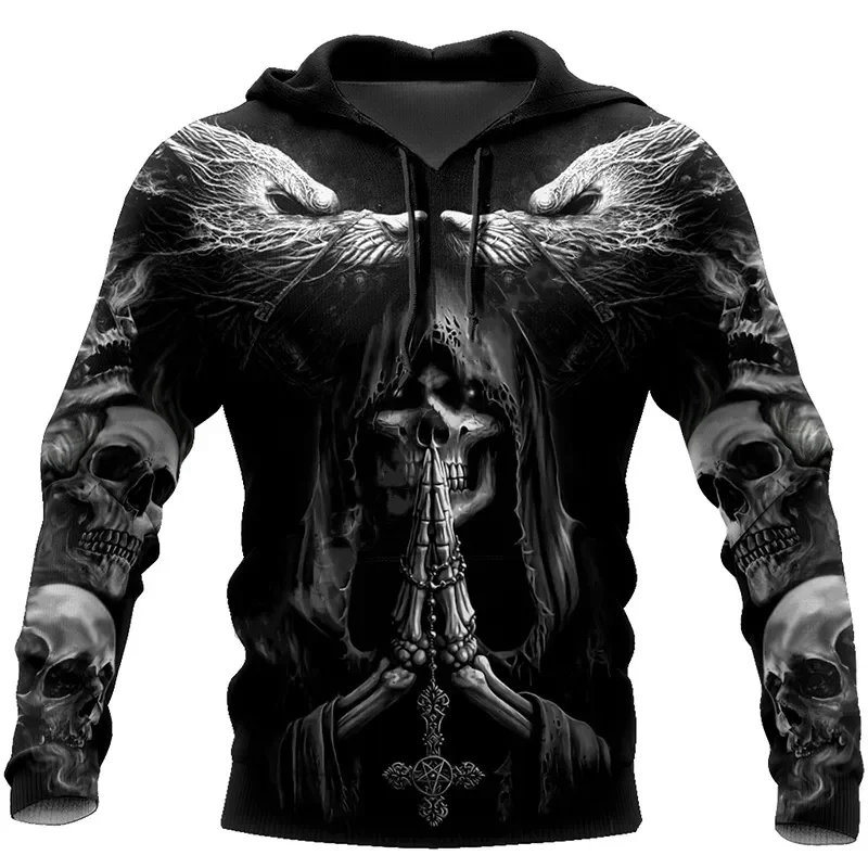 3D Printed Skull Graphics Men\'s Hoodie Tops Fashion Unisex Sweatshirt